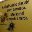 A abelha não discute tal Poético. com a mosca. Mel é mel emerda é merda.