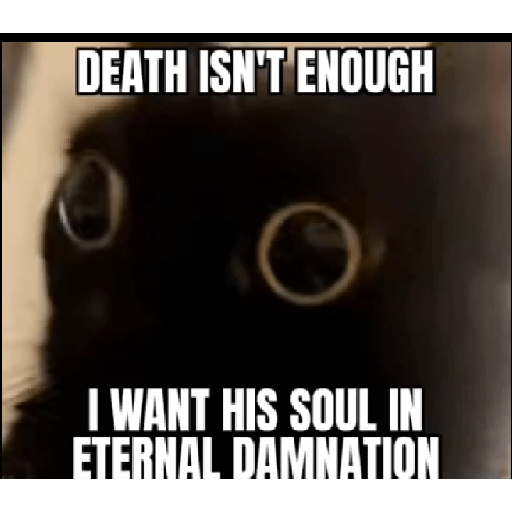 DEATH ISN'T ENOUGH I WANT HIS SOUL IN ETERNAL DAMNATION